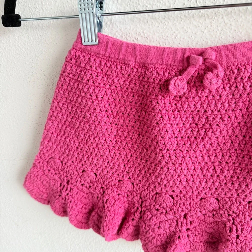 Vtg Gymboree Skirt Crochet Knit‎ Ruffle Mini Pink Toddler Girls 3T 100% Cotton